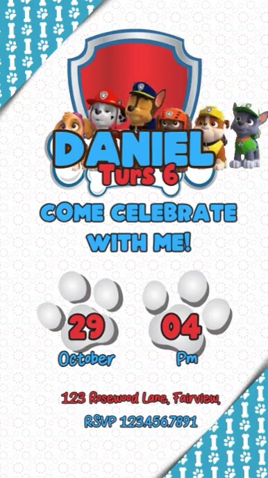 paw patrol INVITATION Ролик Reels в Instagram template