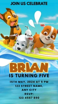 Paw Patrol Kids Birthday Digital Display (9:16) template