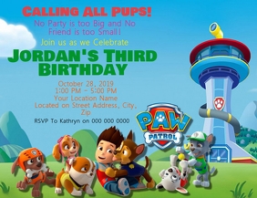 Paw Patrol Kids Birthday Invitation Template Flyer (US Letter)