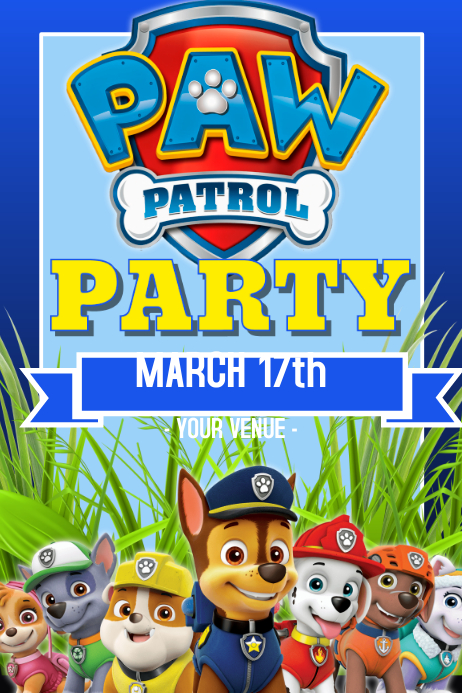 Paw Patrol Party Event Flyer Vorlage Postermywall