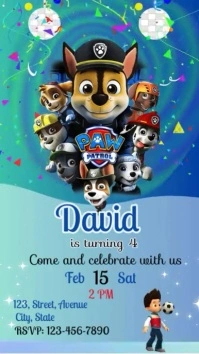 Paw Patrol Party Invitation animated Instagram Story template