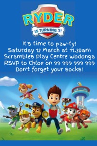 Paw Patrol Party Invitation Poster template