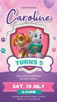 Paw Patrol Skye Birthday Invitation Instagram Story template