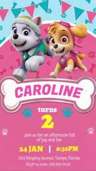 Paw Patrol Skye Birthday Invitation Instagram Story template