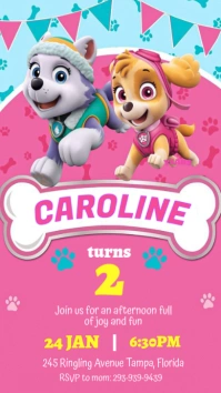 Paw Patrol Skye Birthday Invitation Instagram Story template