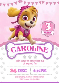 Paw Patrol Skye Birthday Invite A4 template