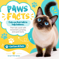 สีขาว Cat Facts Post Instagram Template