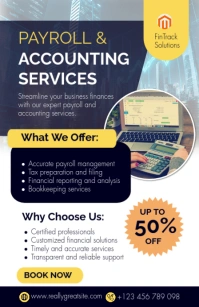 Payroll and Accounting Services Poster Template Tabloid