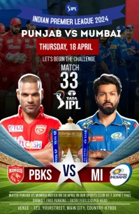 Pbks vs Mi ipl match Poster Template Tabloid