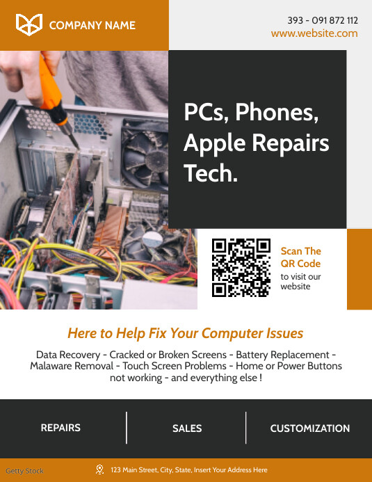 Computer Help Flyer pc phones and computer tech repairs flyer tem Template | PosterMyWall