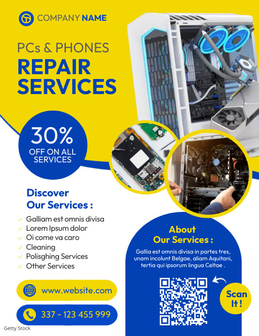 pcs and phones computer repairs advertisement Template | PosterMyWall