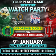 Peach Bowl 2026: Indiana vs Oregon Watch Party Social Media Template Instagram-opslag