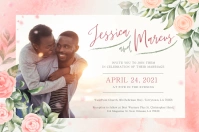 Peach Floral African American Wedding Poster template