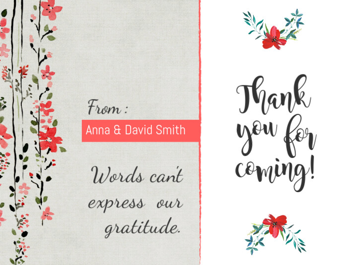 Peach Floral Thankyou Card Template Postermywall