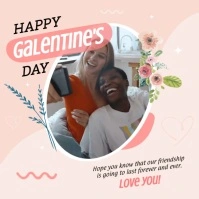 Peach Galentine's Day Card Instagram Video Quadrado (1:1) template