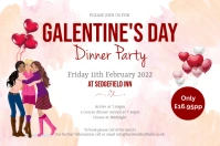 Peach Galentine's Day Invite Poster Póster template