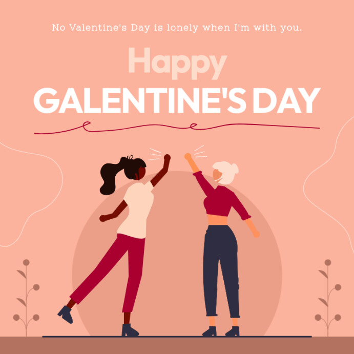 Peach Galentine's Day Card Instagram Image Wpis na Instagrama template