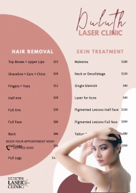 Peach Laser Clinic Price List Template A5