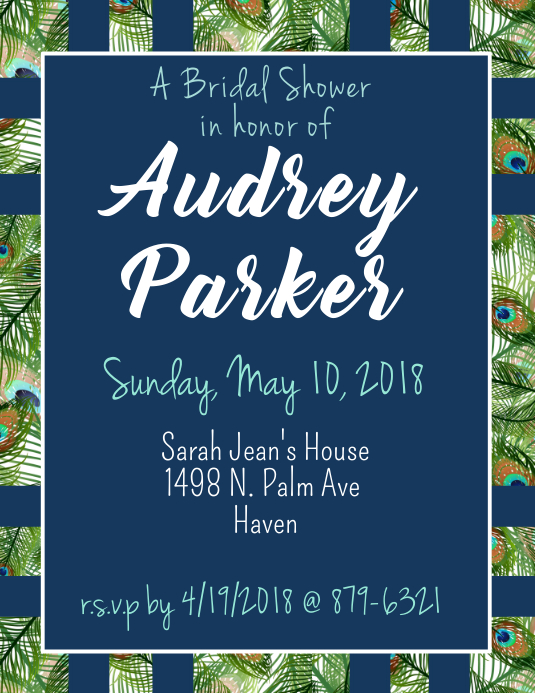 Peacock Bridal Shower Flyer (US Letter) template