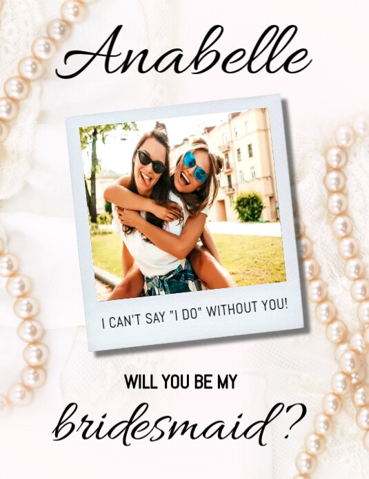 Pearls & Polaroid Bridesmaid Invitation Bridesmaid Proposal Template Ulotka (US Letter)