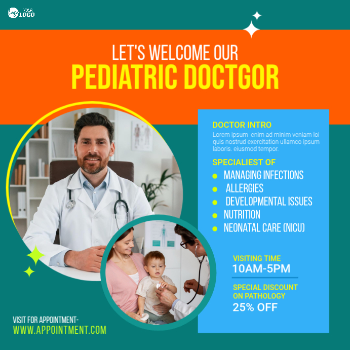 Doctor Introduction Wall Design Modèle Pediatric Doctor Introduction | PosterMyWall