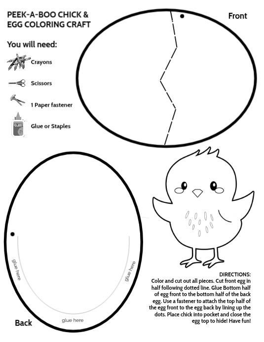 Peek A Boo Chick Easter Egg Kids Craft Activity Free Printable Template ...