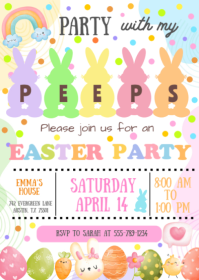PEEPS party invitation, easter bunny invitation, printable easter invitation A6 template