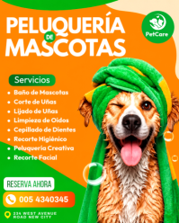 Orange Pet Grooming Services Instagram Portrait Template