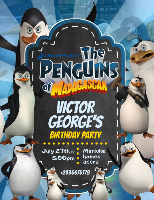 Penguins Birthday Invitation Template PosterMyWall
