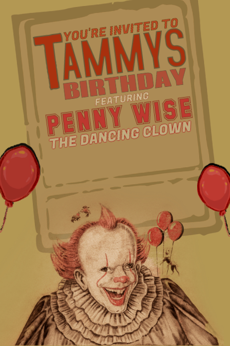 Pennywise Es Clown Party Geburtstag Vintage Vorlage Postermywall