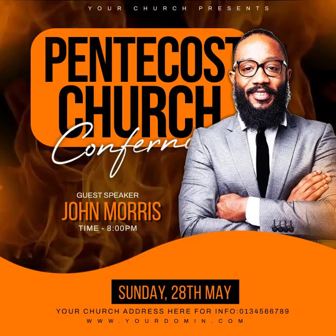 Pentecost church flyer Instagram Post template