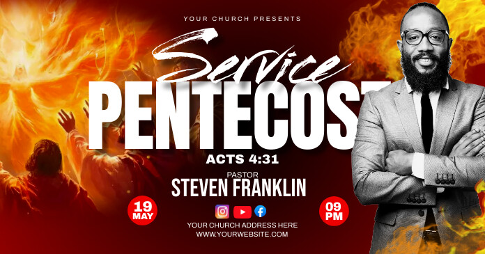 PENTECOST CHURCH FLYER delt Facebook-billede template