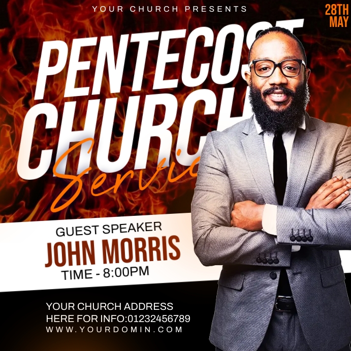 Pentecost church flyer Instagram Post template