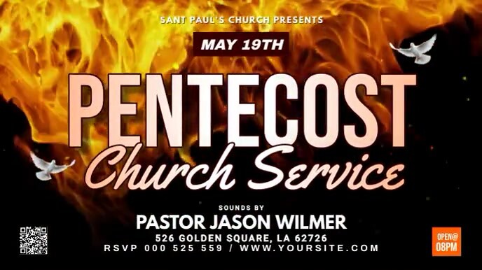 Pentecost church service Ecrã digital (16:9) template