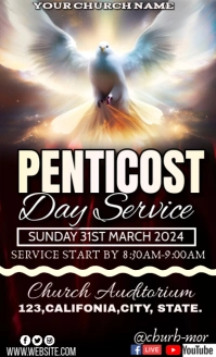 Pentecost day service church poster design US Legal template