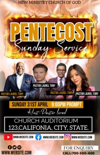 Pentecost day service church poster design Tablóide template