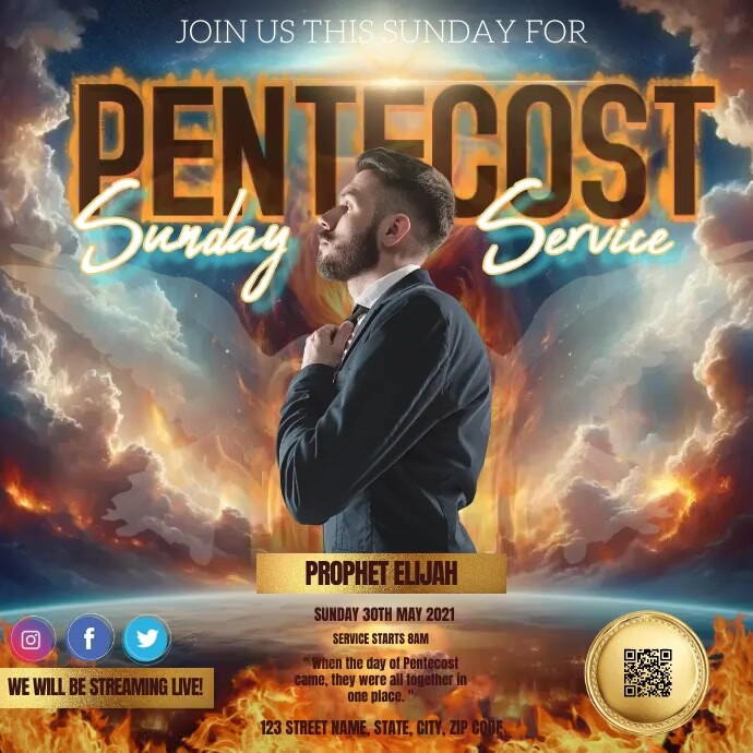 Pentecost Sunday Church Service Template Instagram Plasing