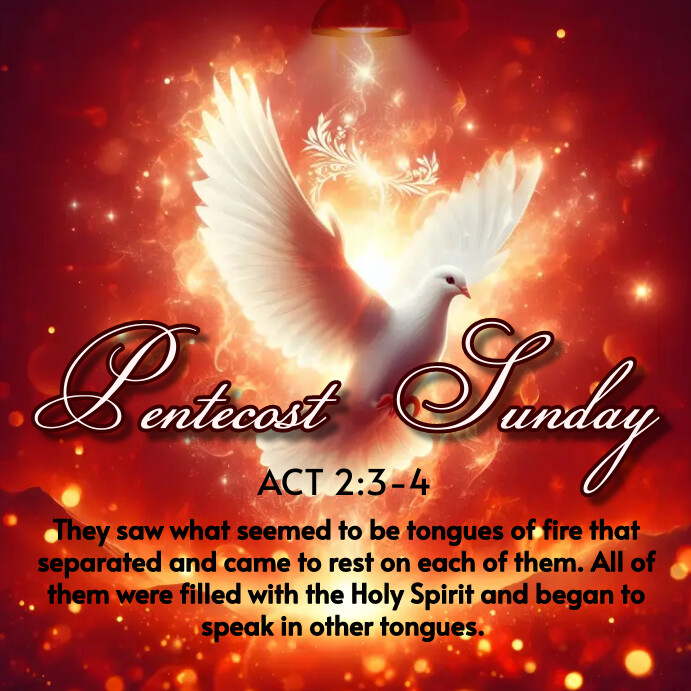 Pentecost Sunday greeting cards template Instagram Post