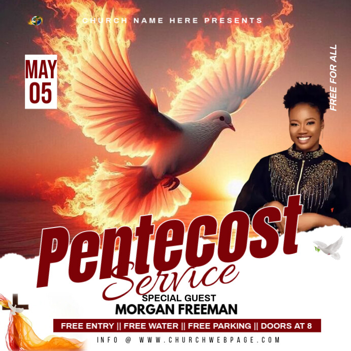 Pentecost Sunday Service Template | PosterMyWall