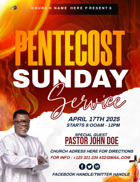 pentecost sunday service Template | PosterMyWall