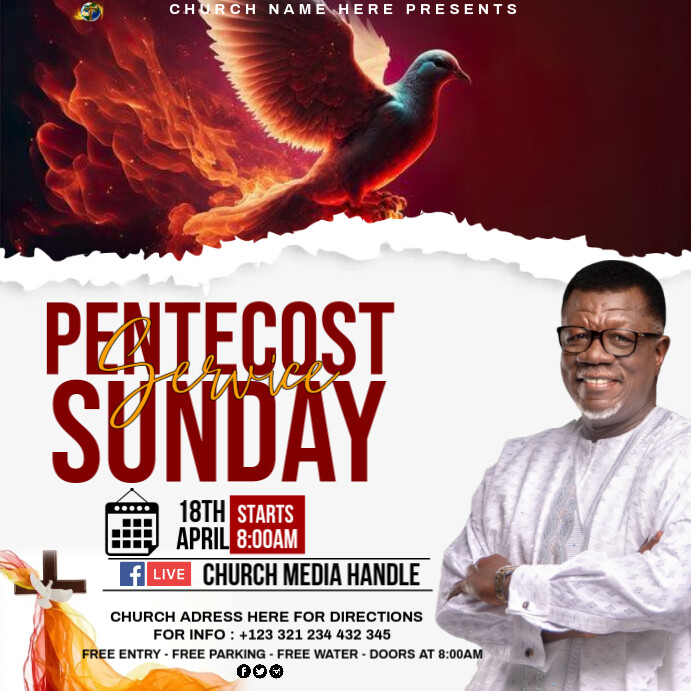 pentecost sunday service Template | PosterMyWall