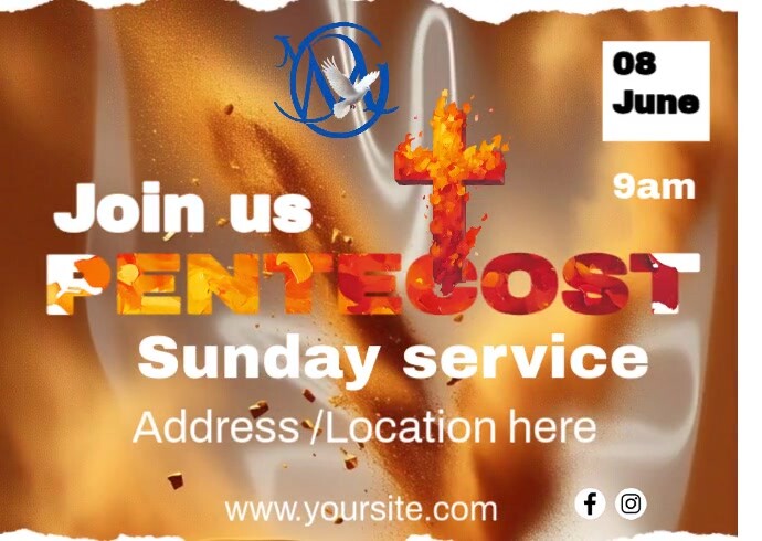 Pentecost Sunday service Poskaart template