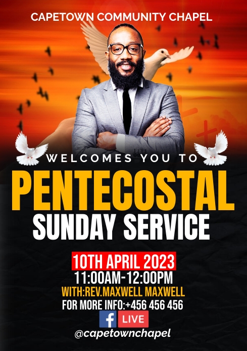 Pentecostal sunday service poster (1) A3 template