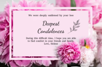 Peonies Sympathy card Étiquette template