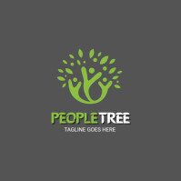 棕色 People Tree Logo Design Symbolizing Community and Growth Logo Template