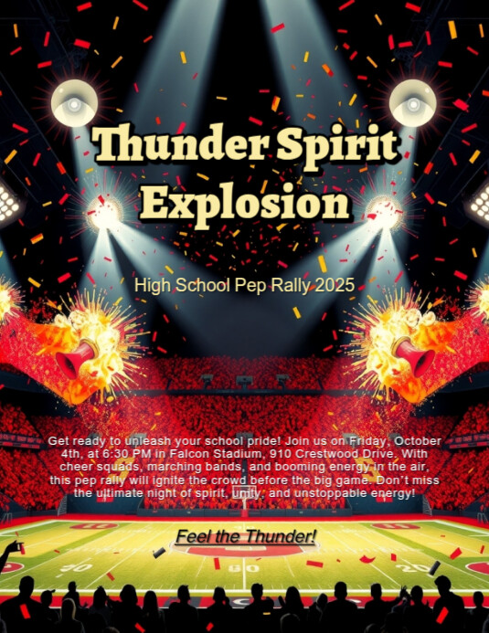Pep Rally Flyer – Thunder Spirit Explosion Template | PosterMyWall