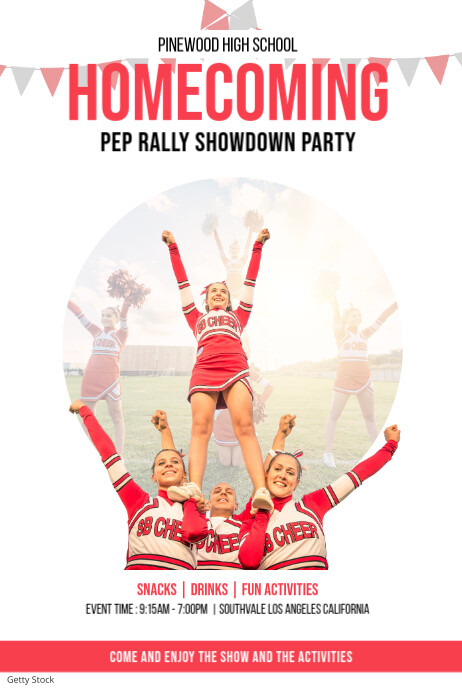 Pep Rally Showdown Party Flyer Poster template