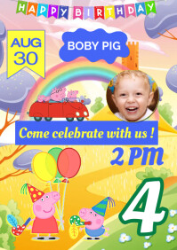 Peppa Pig Birthday Invitation 7 Template | PosterMyWall