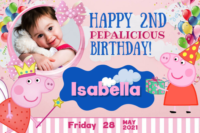 Peppa Pig Birthday แบนเนอร์ 4' × 6' template