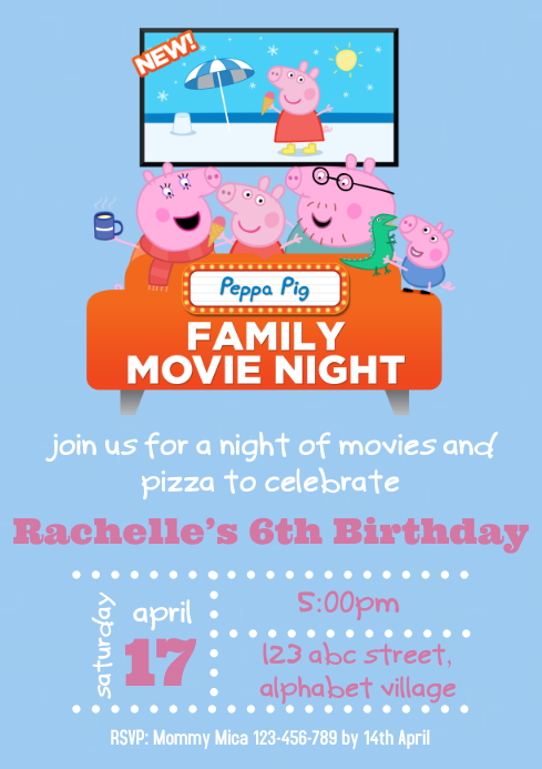 Peppa Pig Birthday Invitation 4 Template | PosterMyWall